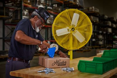 Image showing  24 in. Industrial Pedestal Air Circulator, Yellow/Silver