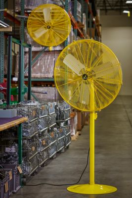 Image showing  30 in. Industrial Pedestal Air Circulator, Yellow/Silver