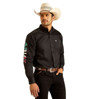 Image showing  Men's Casual Series Team Logo Fitted Long Sleeve Western Shirt