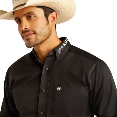 Image showing  Men's Casual Series Team Logo Fitted Long Sleeve Western Shirt