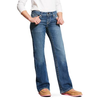 Ariat Girls' Real Whipstitch Stretch Slim Fit Natural-Rise Boot Cut Jeans
