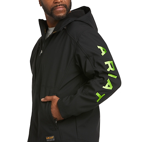 Ariat Men's Rebar Stretch Canvas Softshell Hooded Logo Work Jacket