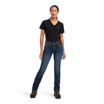 Image showing 5 th Ariat Women's Stretch Fit Perfect-Rise Rebar Riveter Straight Leg Work Jeans