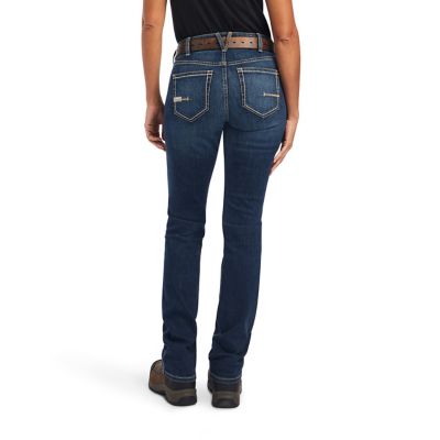 Image showing 1 th Ariat Women's Stretch Fit Perfect-Rise Rebar Riveter Straight Leg Work Jeans