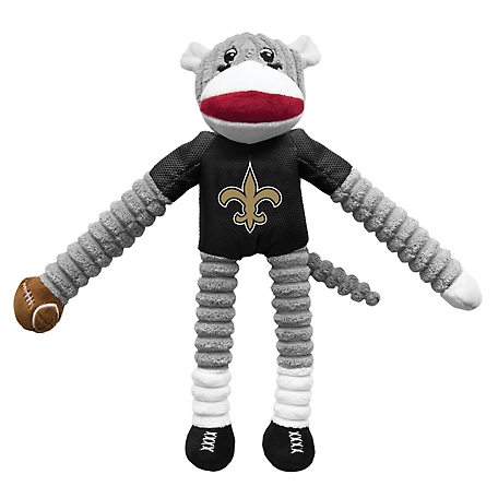 Little Earth NFL Team Sock Monkey Pet Toy, New Orleans Saints