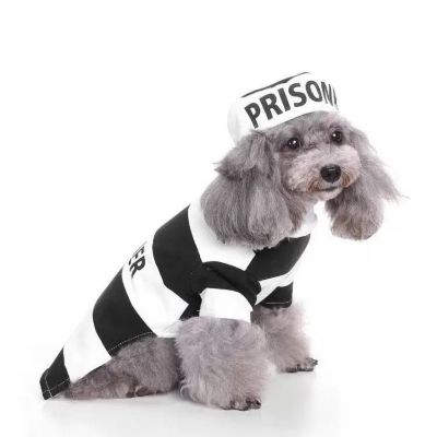 Image showing  Striped Retro Inmate Prisoner Pet Dog Costume Uniform