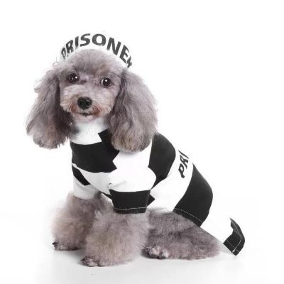 Image showing  Striped Retro Inmate Prisoner Pet Dog Costume Uniform