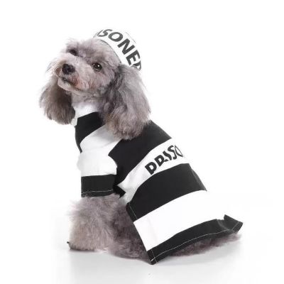 Image showing  Striped Retro Inmate Prisoner Pet Dog Costume Uniform
