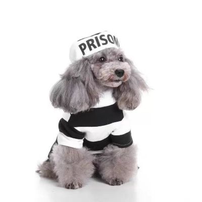 Image showing  Striped Retro Inmate Prisoner Pet Dog Costume Uniform