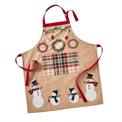 SKL Home Rustic Plaid Snowman Apron