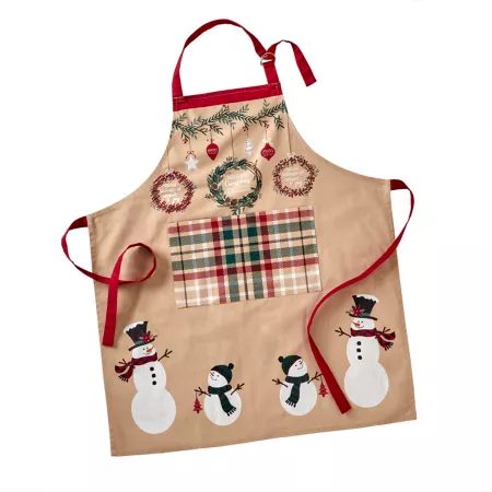 SKL Home Rustic Plaid Snowman Apron Christmas Pillows & Blankets