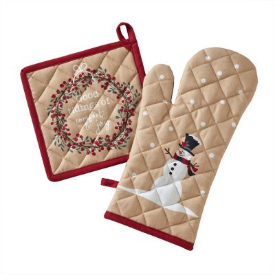 SKL Home Rustic Plaid Snowman Oven Mitt/Pot Holder