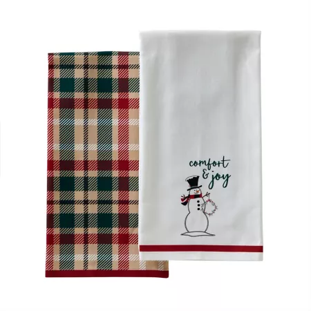 SKL Home Rustic Plaid Snowman Dish Towel Set 1-pk Christmas Pillows & Blankets