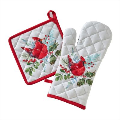 SKL Home Berry Cardinal Oven Mitt/Pot Holder Set