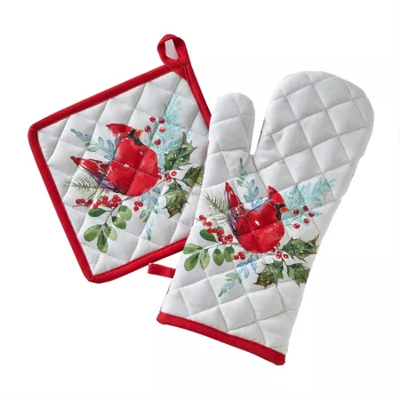 SKL Home Berry Cardinal Oven Mitt/Pot Holder Set Christmas Pillows & Blankets