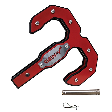 GEN-Y Hitch Hulk 2.0 16K Tow Hook 2 in. Shank Black/Red with GH-099 Pin & GH-011 Clip, GH-0070-R
