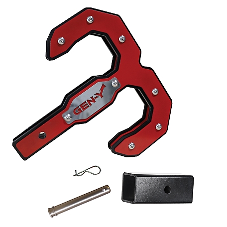 GEN-Y Hitch Hulk 2.0 Tow Hook 16K 2 in. Shank Black/Red with GH-009 Reducer Sleeve, GH-099 Pin & GH-011 Clip, GH-0071-R