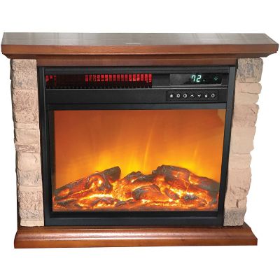 Lifesmart 3-Element Small Square Infrared Fireplace with Faux Stone Accent