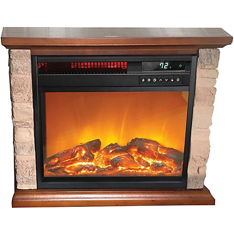 Lifesmart 3-Element Small Square Infrared Fireplace with Faux Stone Accent