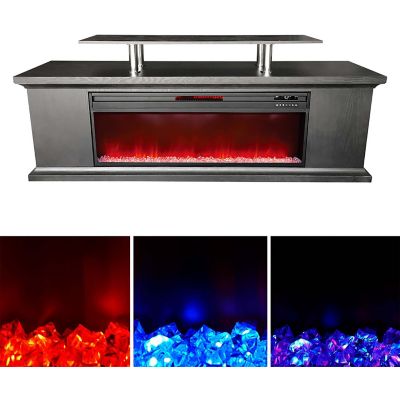 Image showing  72 in. Media Fireplace with Faux Glass Beads in Black