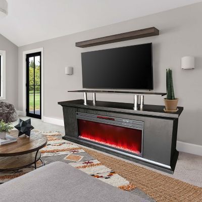Image showing  72 in. Media Fireplace with Faux Glass Beads in Black