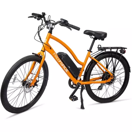 FreeForce Unisex Avalon 16-inch 8-Speed Electric Beach Bike with Thumb Throttle and Pedal Assist Orange Bikes