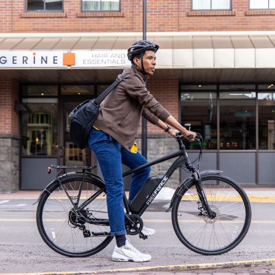 Image showing 6 th FreeForce Unisex 20 in. 8-Speed The Fairmount Electric Commuter Bike with Thumb Throttle and Pedal Assist, Matte Black