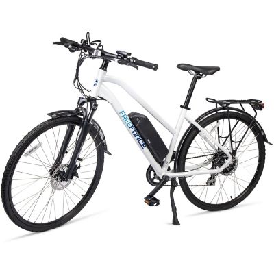 FreeForce The Indy 18 in. Electric Commuter Bike with Thumb Throttle and Pedal Assist in White, FBCM04WHT