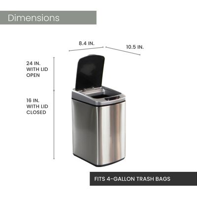 Image showing  3.2 gal. Stainless Steel Trash Can with Sensor Lid