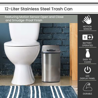 Image showing  3.2 gal. Stainless Steel Trash Can with Sensor Lid
