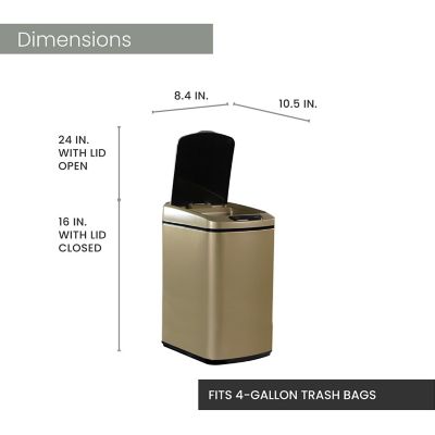 Image showing  12 L/3.2 gal. Trash Can with Sensor Lid, Gold