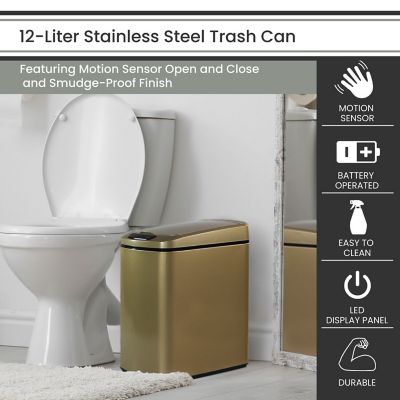 Image showing  12 L/3.2 gal. Trash Can with Sensor Lid, Gold