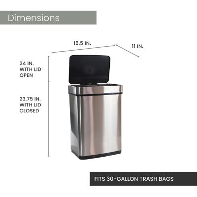 Image showing  13.2 gal. Stainless Steel Trash Can with Sensor Lid