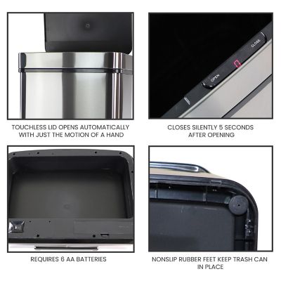 Image showing  13.2 gal. Stainless Steel Trash Can with Sensor Lid