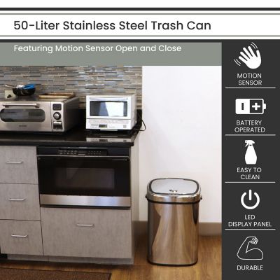 Image showing  13.2 gal. Mirrored Stainless Steel Trash Can with Sensor Lid