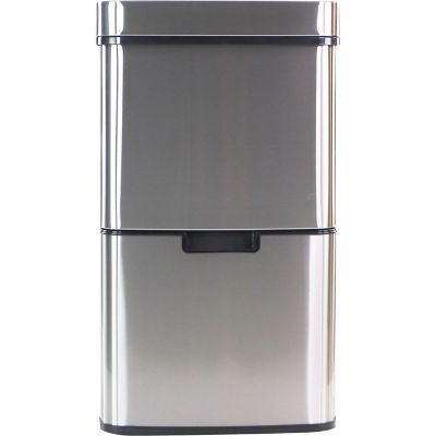 Hanover 62 L/16.4 gal. Trash Can with Dual Bins and Sensor Lid, Stainless Steel