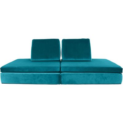 Critter Sitters Lil Lounger Kids Play Couch with 2 Foldable Base Cushions and 2 Triangular Pillows, Seahorse