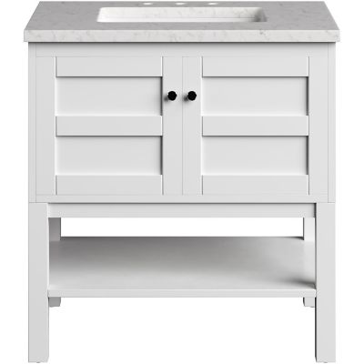 Hanover Manorville 31 in. Bathroom Vanity Set, Includes Sink, Countertop, Cabinet, 2 Doors and Bottom Shelf, White