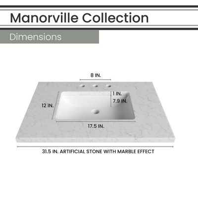 Image showing  Manorville 31 in. Bathroom Vanity Set, Includes Sink, Countertop, Cabinet, 2 Doors and Bottom Shelf, White