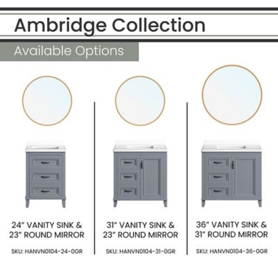 Image showing  Ambridge 36-In. Bathroom Vanity Set includes Sink, Countertop, and Pre-Assembled Cabinet with 1 Door, 3 Drawers