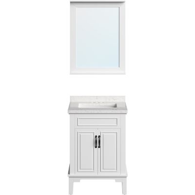 Hanover Lanesboro 24 in. Bathroom Vanity Set, Includes Sink, Countertop, Plus Cabinet, 2 Doors and Accent Mirror, White