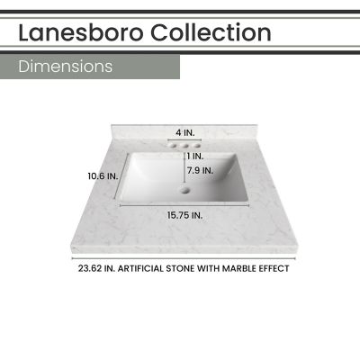 Image showing  Lanesboro 24 in. Bathroom Vanity Set, Includes Sink, Countertop, Plus Cabinet, 2 Doors and Accent Mirror, White