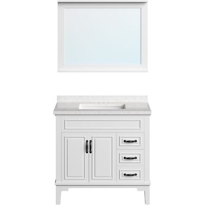 Hanover Lanesboro 36 in. Bathroom Vanity Set, Includes Sink, Countertop, Cabinet, 2 Doors, 3 Drawers and Accent Mirror, White