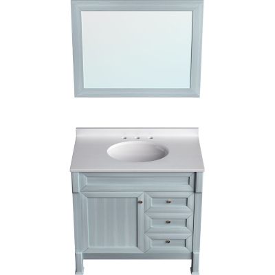 Hanover Callimont 36 in. Bathroom Vanity Set, Includes Sink, Countertop, Cabinet, 1 Door, 3 Drawers and Accent Mirror, Blue