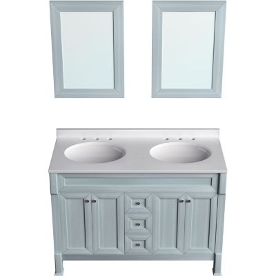Hanover Callimont 47 in. Bathroom Vanity Set, Includes Sink, Countertop, Cabinet, 4 Doors, 3 Drawers and 2 Accent Mirrors, Blue
