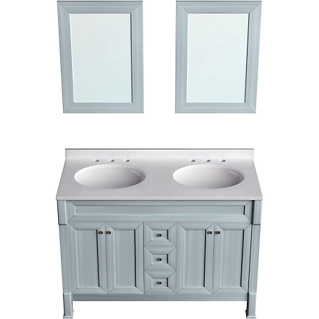 Hanover Callimont 47 in. Bathroom Vanity Set, Includes Sink, Countertop, Cabinet, 4 Doors, 3 Drawers and 2 Accent Mirrors, Blue