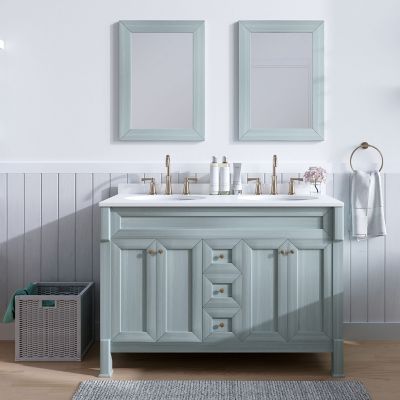 Image showing  Callimont 47 in. Bathroom Vanity Set, Includes Sink, Countertop, Cabinet, 4 Doors, 3 Drawers and 2 Accent Mirrors, Blue