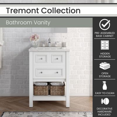 Image showing  Tremont 24 in. Bathroom Vanity Set, Includes Sink, Countertop, Cabinet, 1 Drawer and Bottom Shelf, White