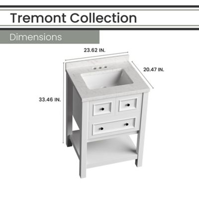 Image showing  Tremont 24 in. Bathroom Vanity Set, Includes Sink, Countertop, Cabinet, 1 Drawer and Bottom Shelf, White