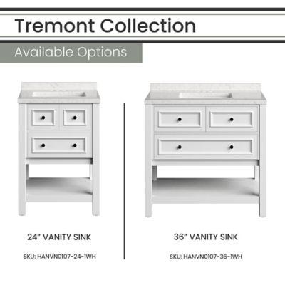Image showing  Tremont 24 in. Bathroom Vanity Set, Includes Sink, Countertop, Cabinet, 1 Drawer and Bottom Shelf, White